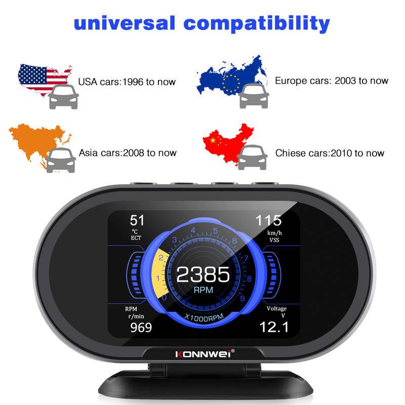Đồng Hồ Đo Nhiệt Độ Nước / Nhiên Liệu KONNWEI KW206 OBD2 Hiển Thị Màn Hình Kỹ Thuật Số Cho Xe Hơi