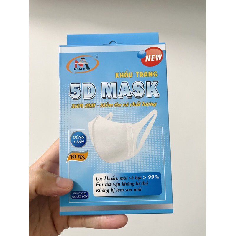 Khẩu trang Y tế 4 lớp 5D mask cao cấp giấy kháng khuẩn FMAPRO hộp 10 cái quai vải