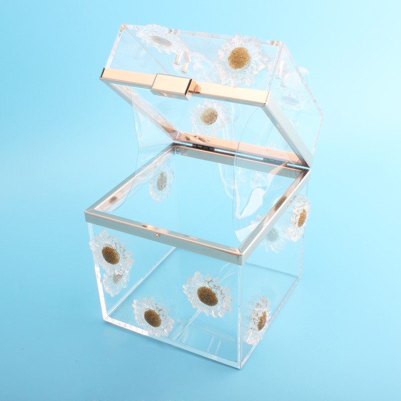 Túi Dạ Tiệc Cá Tính Nhựa Trong Suốt Họa Tiết Hoa Cúc