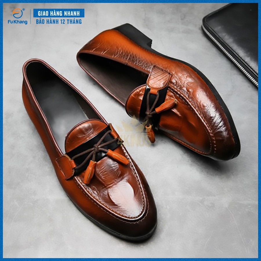 Giày Lười Nam Dập Vân Cá Sấu Nam Đẹp Thời Trang Chính Hãng Fu Khang Màu Đen Mã Sản Phẩm GL11 | BigBuy360 - bigbuy360.vn