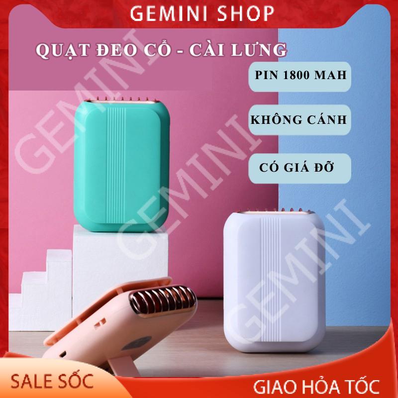 Quạt Đeo cổ Không cánh F18 cài thắt lưng mini cầm tay giá đỡ để bàn pin 1800mAh GEMINI SHOP