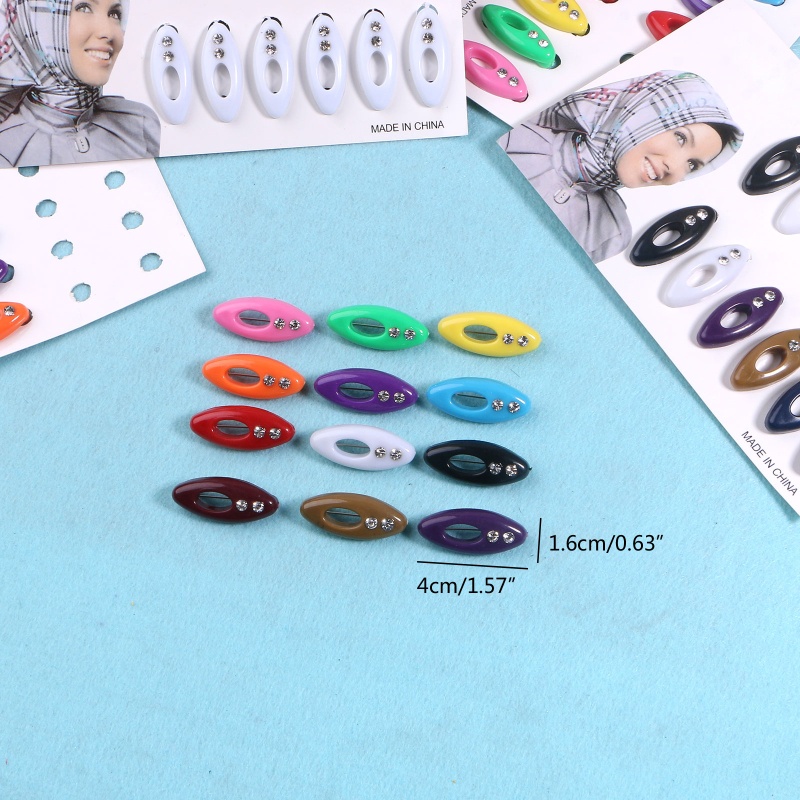 Set 12 Ghim Cài Khăn Trùm Đầu Đạo Hồi Màu Trắng Đen An Toàn