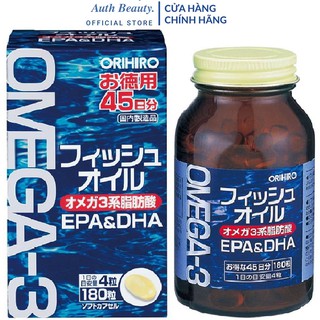 Dầu cá Omega 3 Orihiro fish oil, Omega 3 EPA & DHA Orihiro Nhật Bản hộp 180 viên