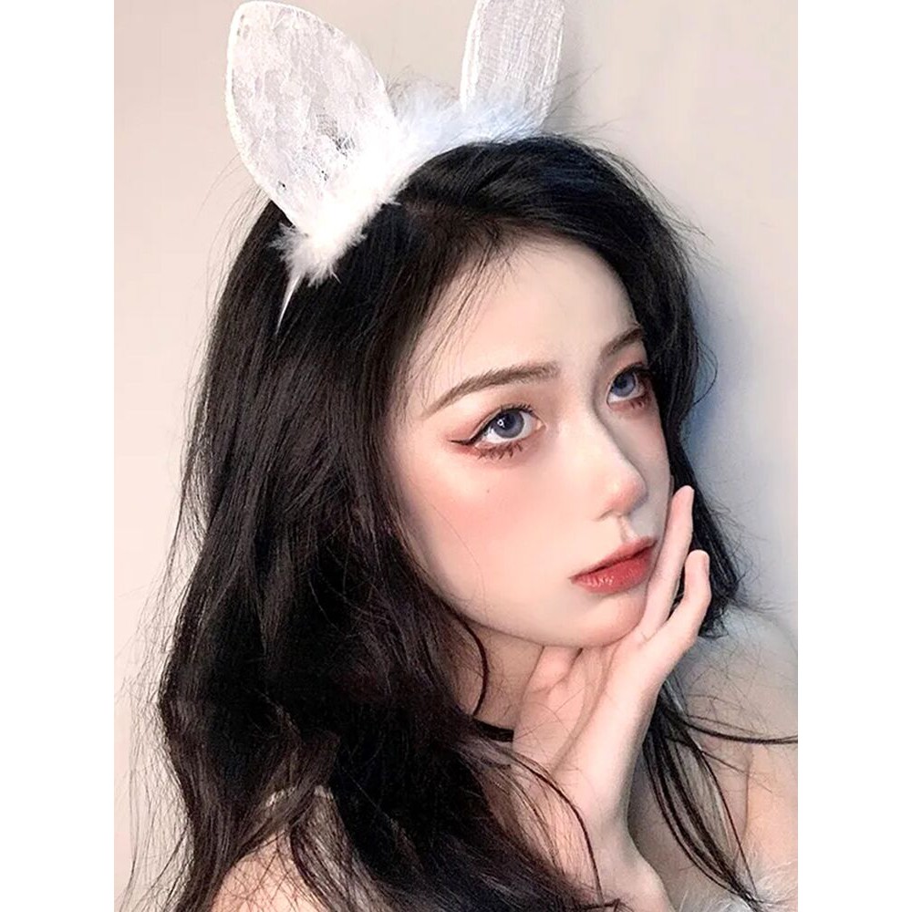 Cài Tóc Tai Mèo Phối Ren Đáng Yêu Cho Nữ