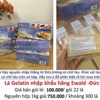 Gói 22 lá Gelatin Đức