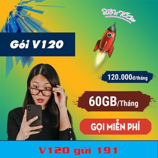 Sim v120 Viettel 10 số ưu đãi gọi nội mạng miễn phí , 50 phút gọi ngoại mạng , 60gb data, chưa có gói tháng đầu miễn phí