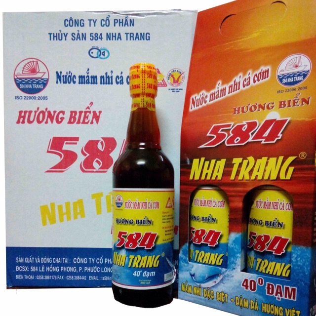 2 chai Nước mắm nhỉ cá cơm 584 Hương biển Nha Trang 40 độ đạm chai nhựa 500ml