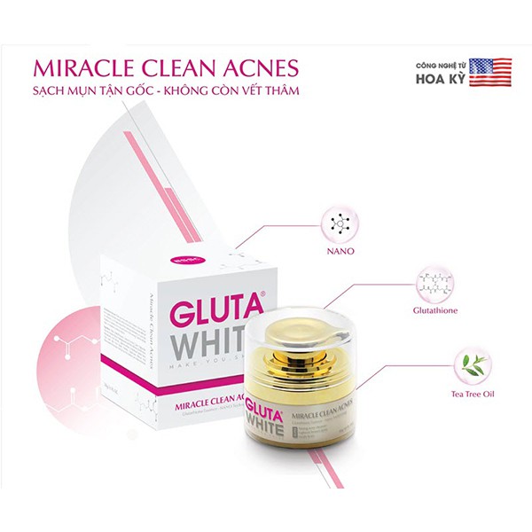 Kem Sạch Mụn Tận Gốc Gluta White - Miracle Clean Acnes