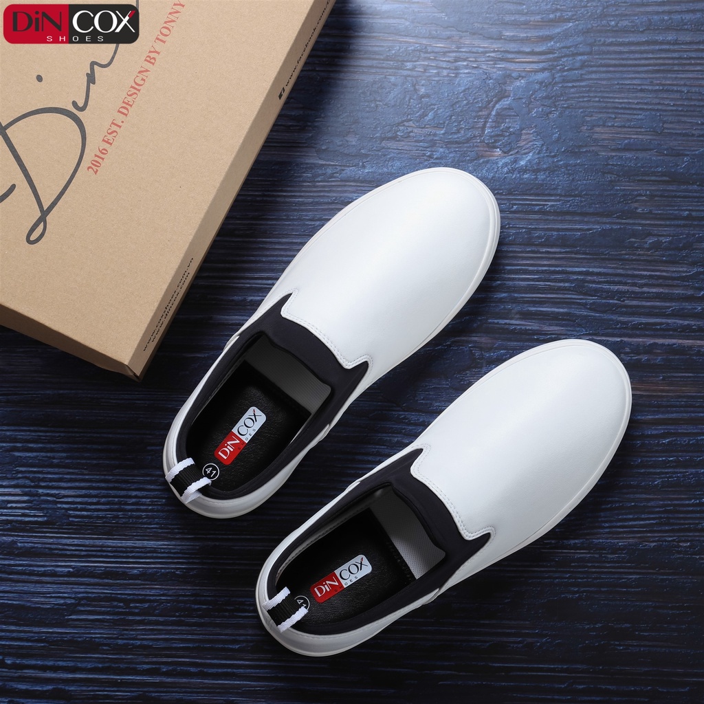 Giày Lười Sneaker Da Nam DINCOX C09 Sang Trọng Nổi Bật White