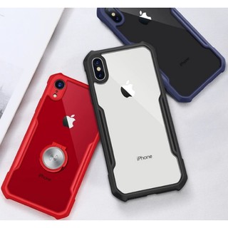 Ốp lưng XUNDD iPhone XR mặt lưng trong suốt, viền cao su Chống sốc - Đen, Đỏ