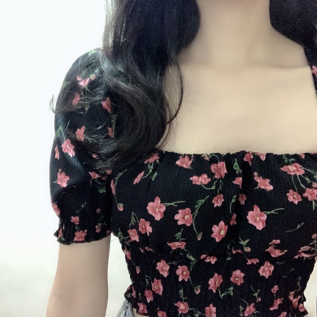 Áo Sơ Mi Chiffon Tay Lửng Cổ Vuông In Họa Tiết Hoa Phong Cách Hàn Quốc Thời Trang Cho Nữ | BigBuy360 - bigbuy360.vn