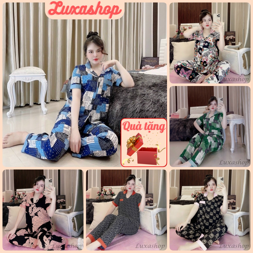 Đồ Ngủ Nữ, Set Đồ Bộ Pijama Tay Ngắn Lụa Satin Cao Cấp Chất Mặc Nhà Thoải Mái Freesize 45<60kg TN11 