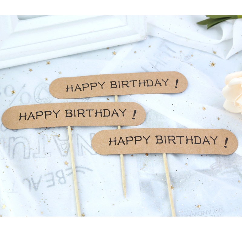 Thanh cắm giấy kraft trang trí bánh sinh nhật sáng tạo