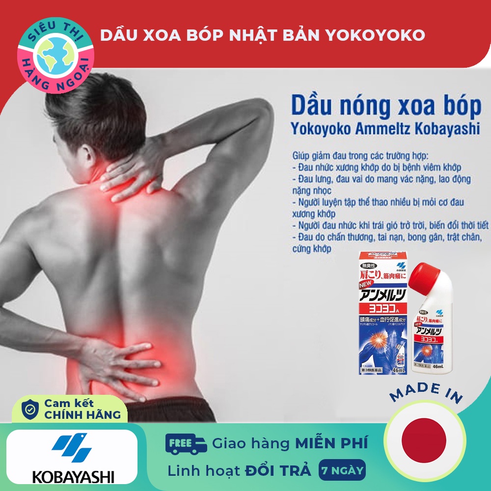 Dầu nóng Yokoyoko 46ml &amp; 80ml [giúp giảm cơn đau nhanh chóng, đem đến cảm giác dễ chịu, thư giãn]