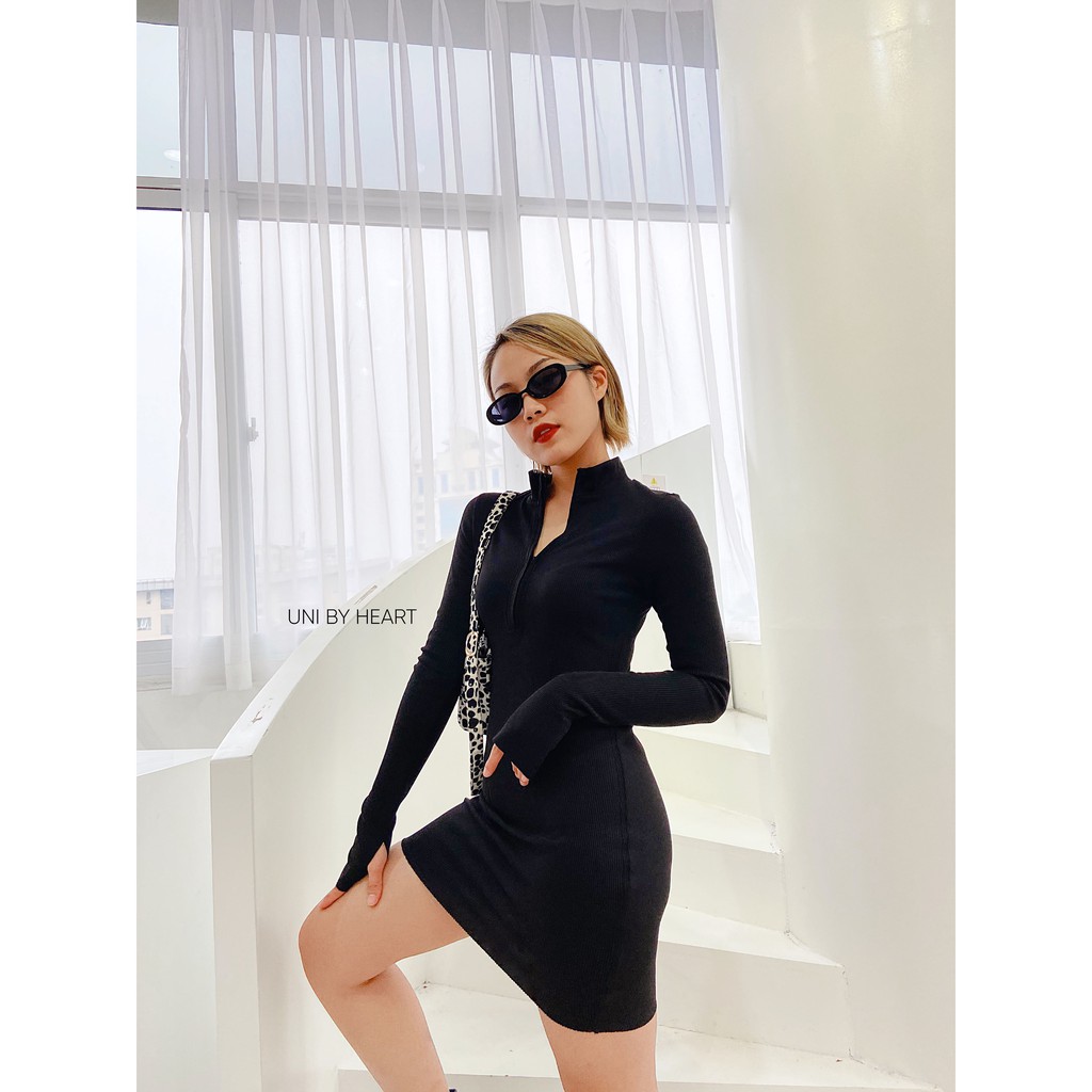 [Mã SKAMA06 giảm 8% tối đa 50K đơn 250K] Váy body nữ Chloe Dress VBD007 dáng ôm, thiết kế khóa kéo ngực - Uni By Heart | BigBuy360 - bigbuy360.vn