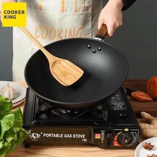 Chảo Thép Carbon Cooker King Thẩm Thấu Nitơ Chống Dính Wok 32cm Sâu Lòng