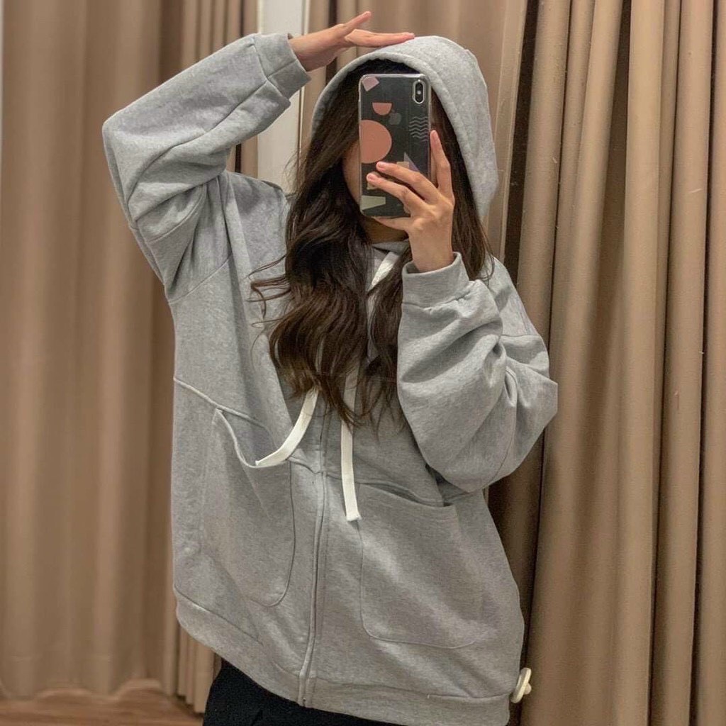 Áo Khoác Hoodie ❤️FREESHIP❤️ Áo Hoodie Nữ Khóa Kéo 2 Túi Có Nón Chất Nỉ Đẹp Thời Trang