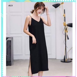 Váy hai dây, đầm hai dây - chất đũi lụa trơn basic nữ 🌸🌸🌸 Ảnh và video thật