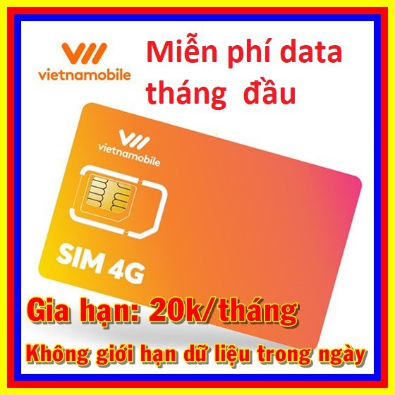 Sim 4G Vietnamobile 30GB/tháng 💖Free 1 tháng💖 Tháng sau gia hạn chỉ 20k/tháng