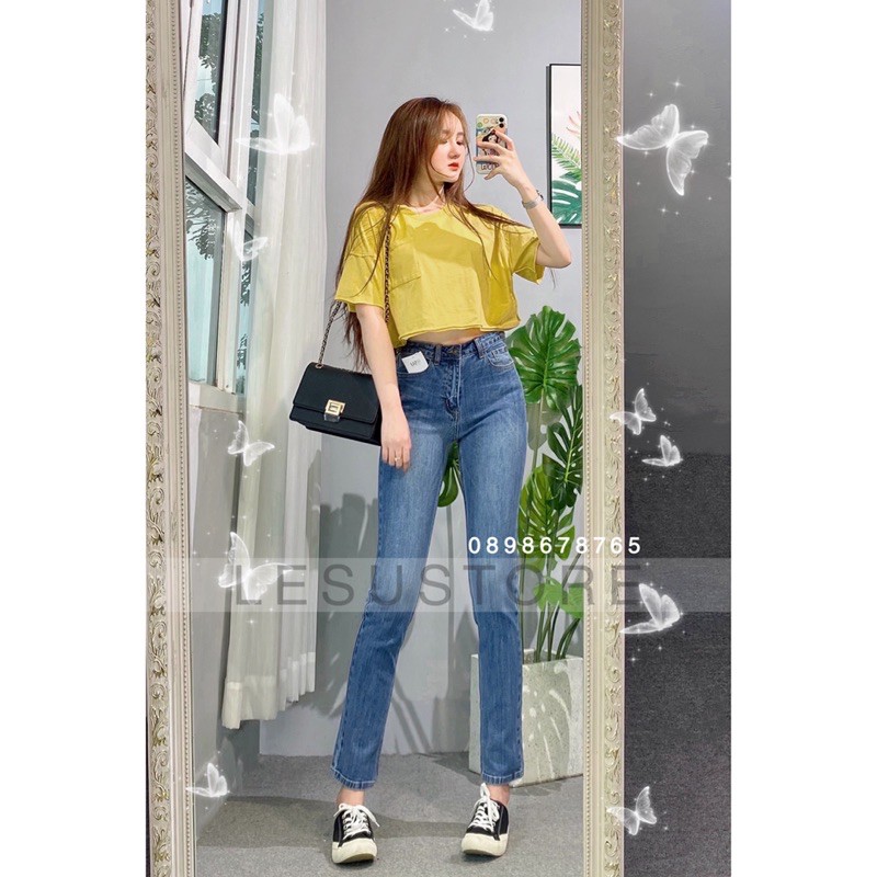 ẢNH TỰ CHỤP Quần Jeans Ống Đứng trơn dài 90cm