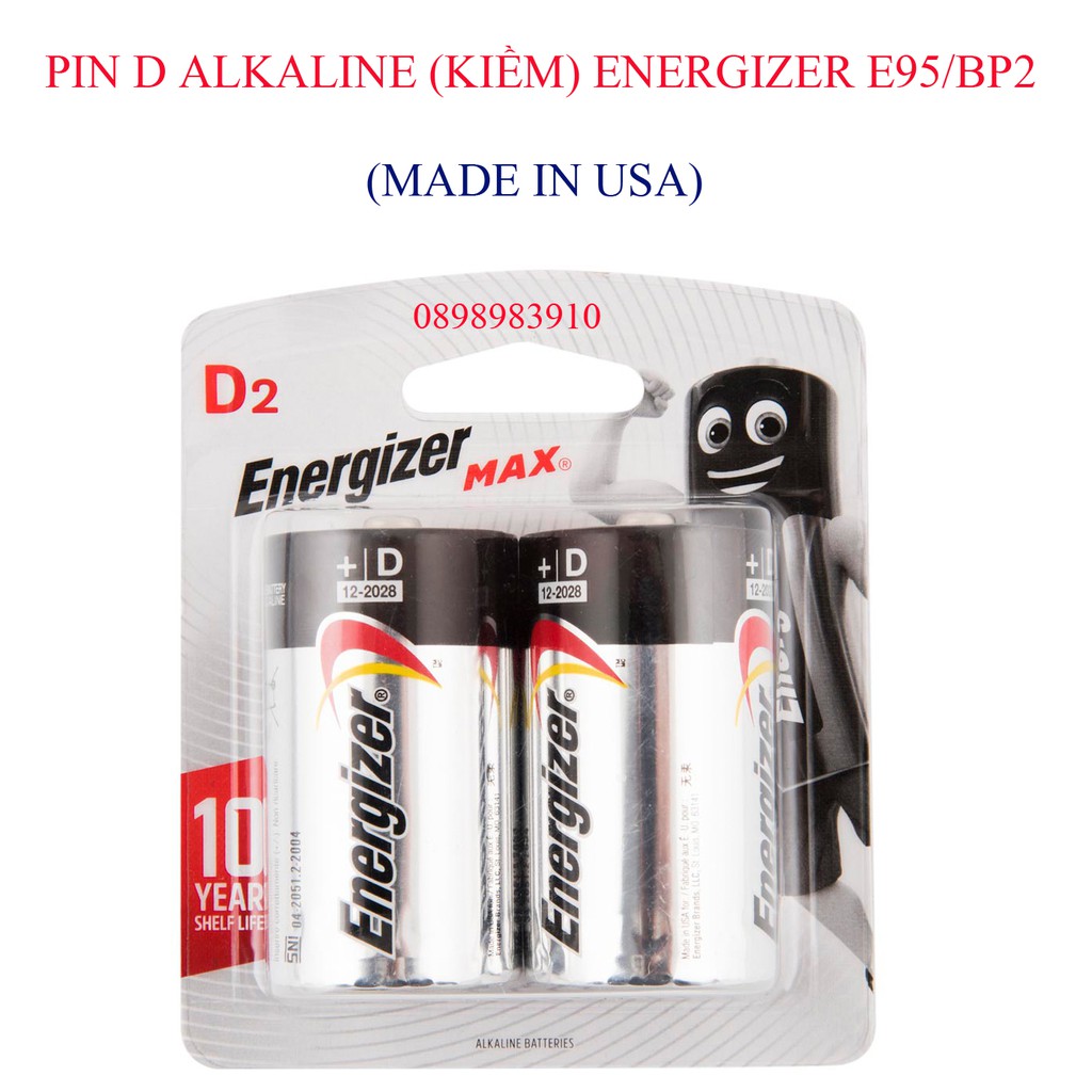 Pin đại D Alkaline ENERGIZER E95/BP2 vỉ 2 viên