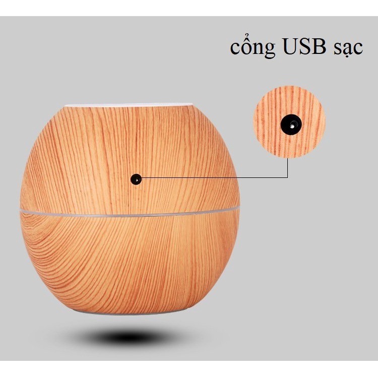 Máy xông tinh dầu vân gỗ có đèn cao cấp phun sương chống muỗi tặng kèm lọ tinh dầu 10ml