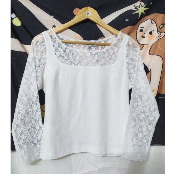 Áo trắng voan pha ren 2 mẫu size S M