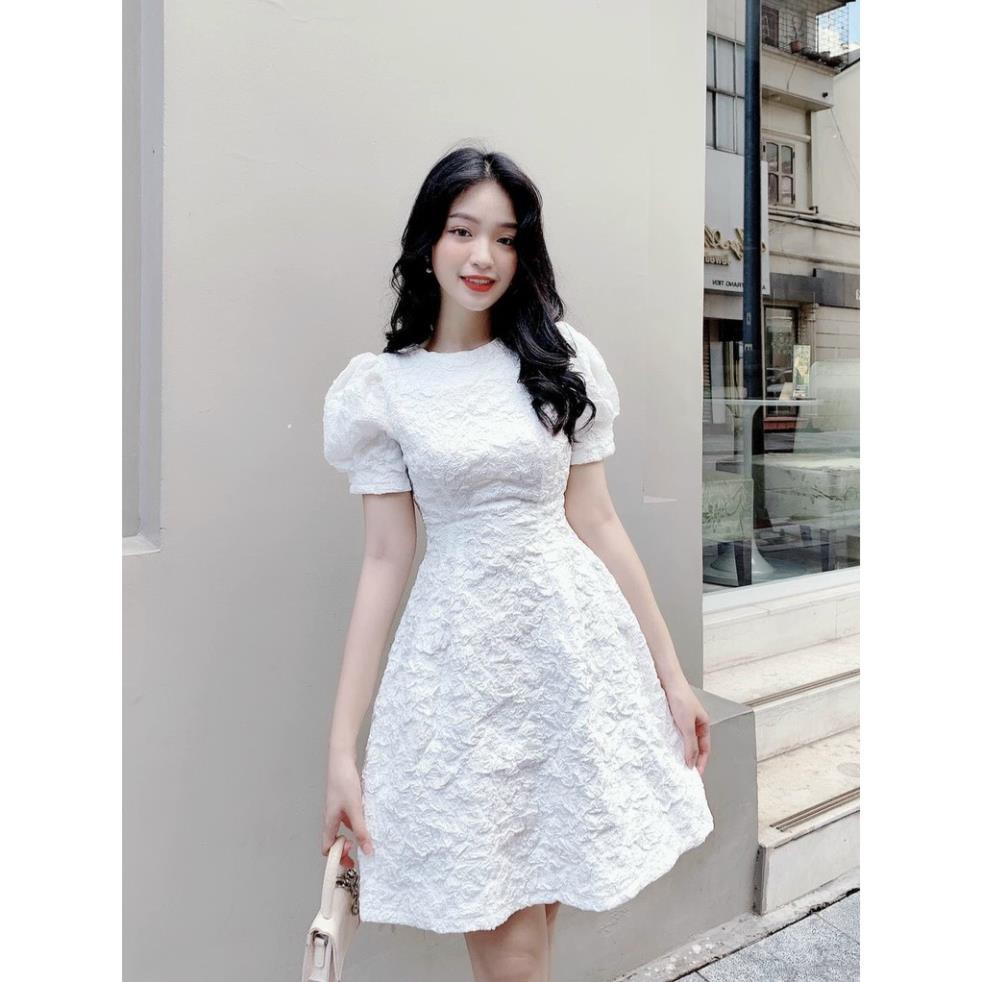 Đầm dự tiệc vải gấm sang trọng tay ngắn dáng A kín đáo Lunie Dress | BigBuy360 - bigbuy360.vn