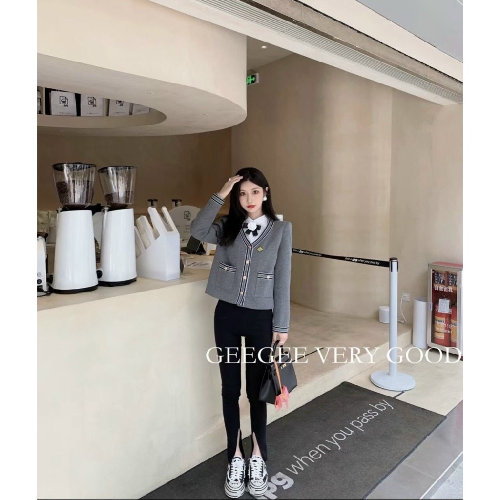 Áo len cardigan kiểu dáng học sinh