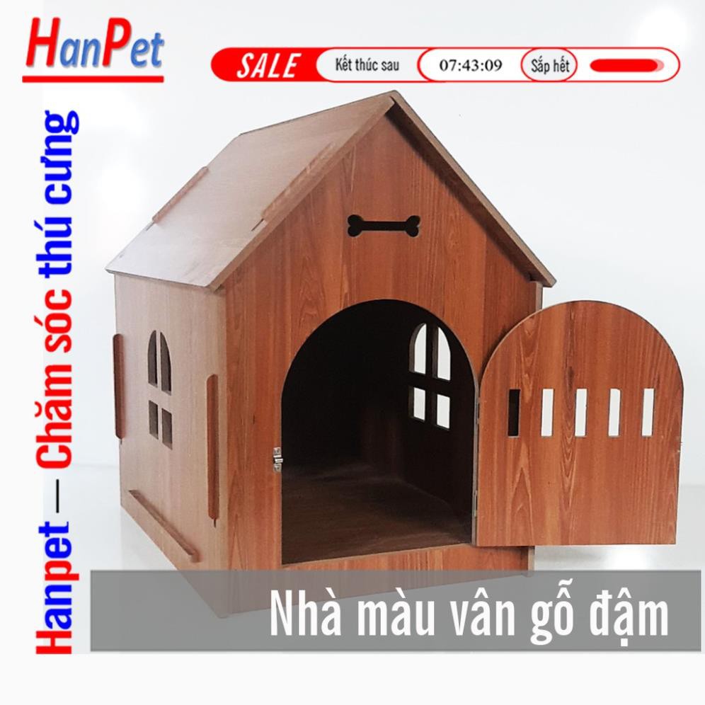 Hanpet.GV- - Nhà cho chó mèo ở (2 loại gỗ và nhựa) chuồng chó cao cấp mái nhọn