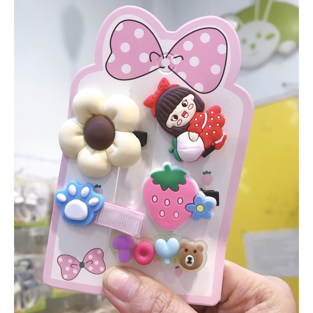 Set 10 kẹp tóc Tết năm mới 2024 Giáng sinh hoạt hình cao cấp lxinh xắn đáng yêu dễ thương cho bé gái