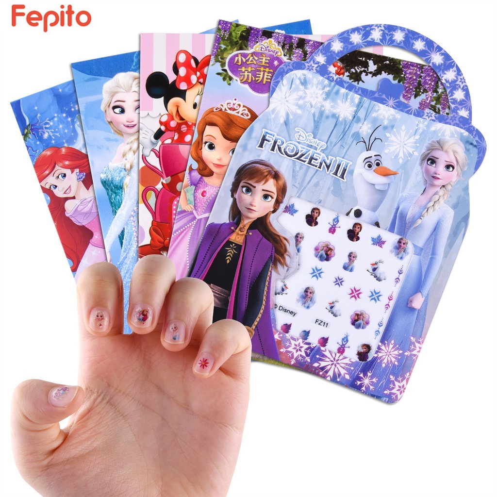 Set 5 Tấm Miếng Dán Móng Tay 3d Không Độc Hại Chống Thấm Nước Họa Tiết Hoạt Hình