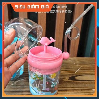 Bình uống nước- Bình tập uống nước chống sặc cá heo phun nước, bình tập uống có ống hút cho bé