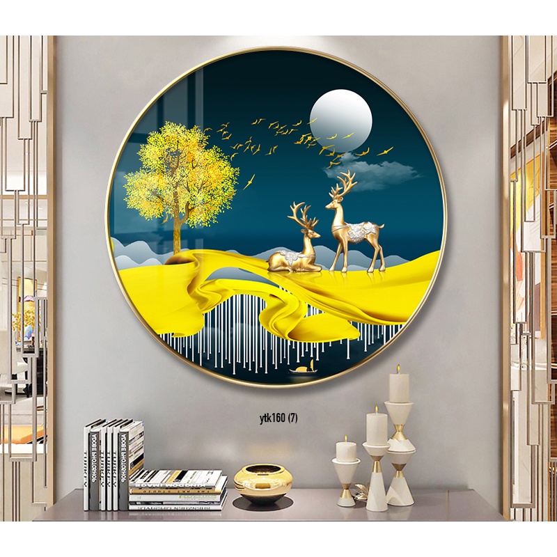 TRANH NAI VÀNG TRÁNG GƯƠNG MICA ĐỘC ĐÁO SANG TRỌNG HÌNH TRÒN KÍCH THƯỚC 40*40/50*50/60*60