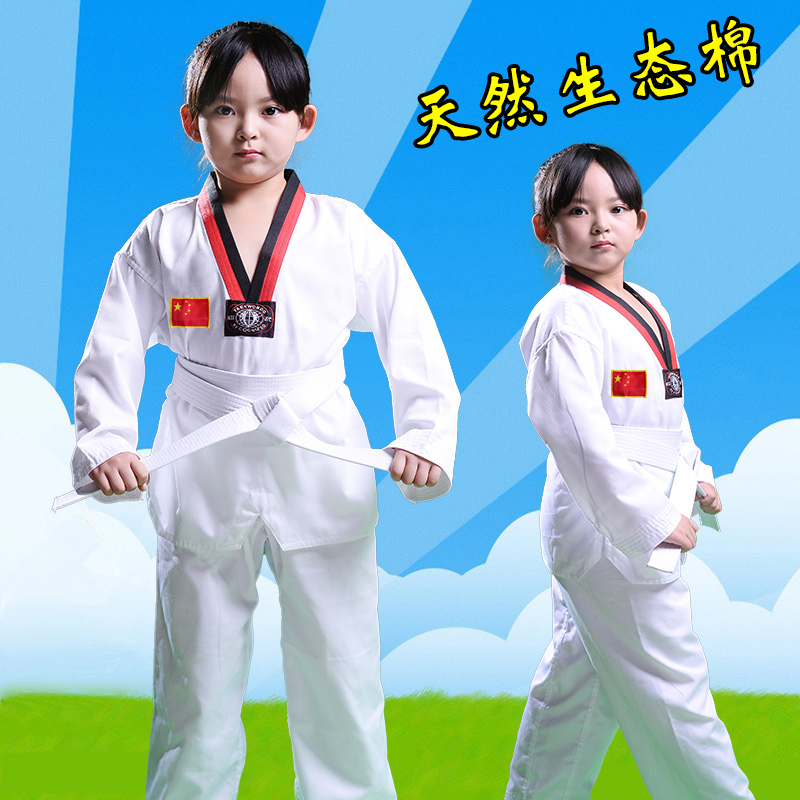 Bộ Đồ Tập Võ Taekwondo Tay Dài Chất Liệu Cotton Dành Cho Người Lớn Và Trẻ Em