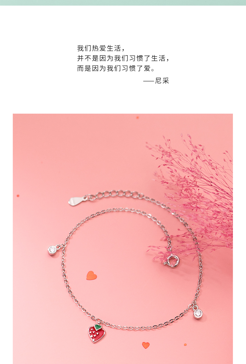 Lắc Chân Mạ Bạc 925 Đính Đá Hình Quả Dâu Tây Xinh Xắn | BigBuy360 - bigbuy360.vn