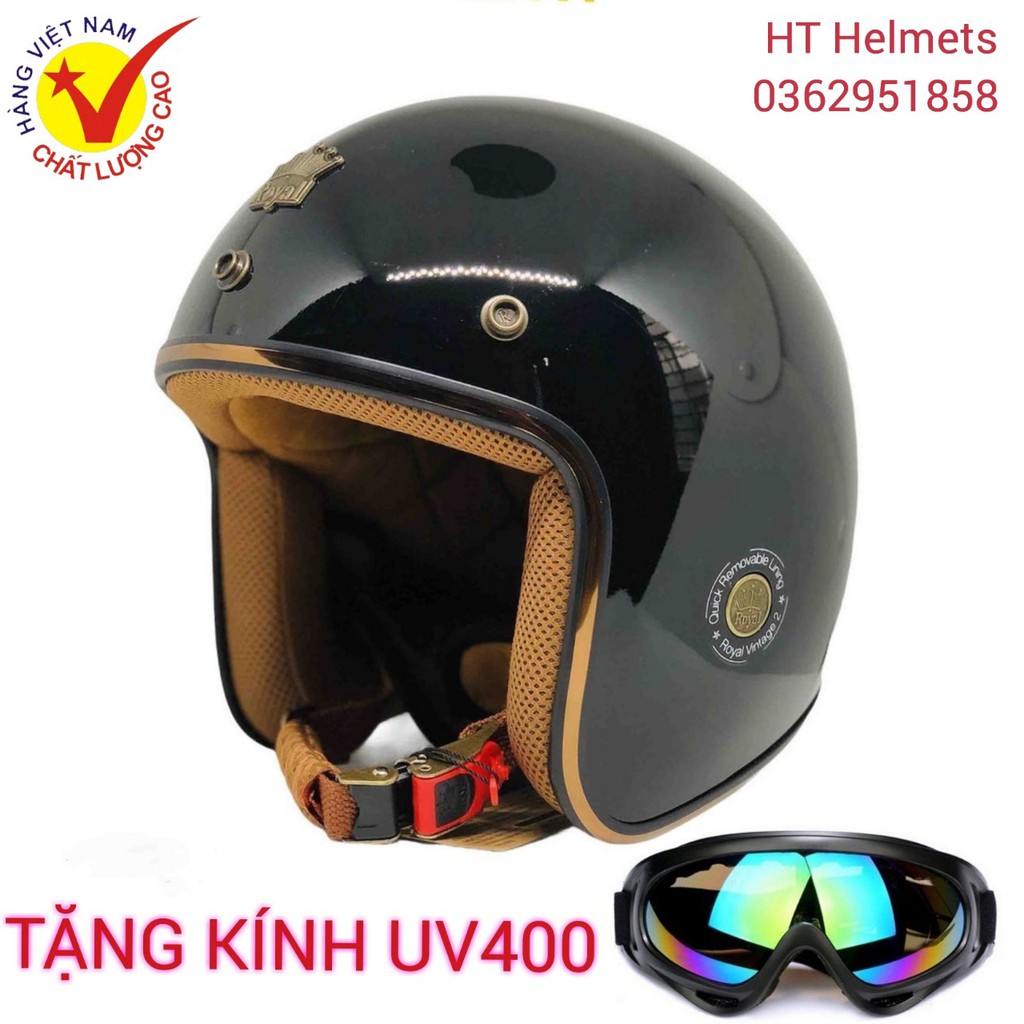 Tặng Kính UV - Mũ Bảo Hiểm 3/4 Royal M20 chính hãng