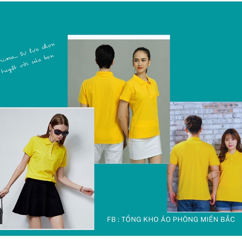 Áo POLO màu VÀNG - Áo phông Trơn Nam Nữ,ngắn tay có cổ,vải cao cấp không xù,co dãn 4 chiều. Nhận IN ẤN theo yêu cầu