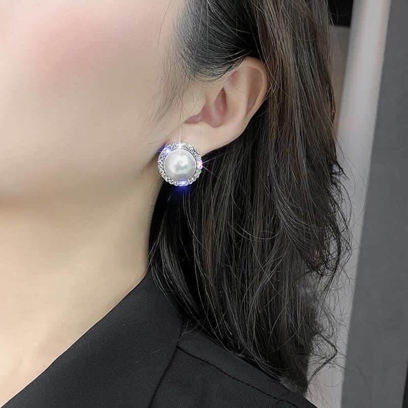 Bông tai đính đá tròn bản vip sang chảnh