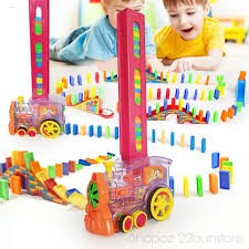 Tàu hỏa thả domino thông minh cho bé thỏa sức sáng tạo (clip thật)