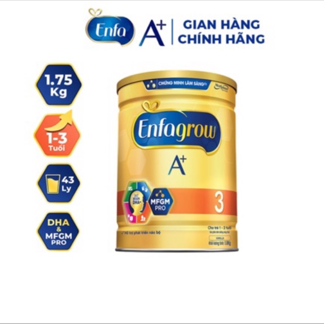 Mua 3 lon tặng quà - Sữa bột Enfagrow A+ 3 với DHA+ và MFGM PRO 1.75kg