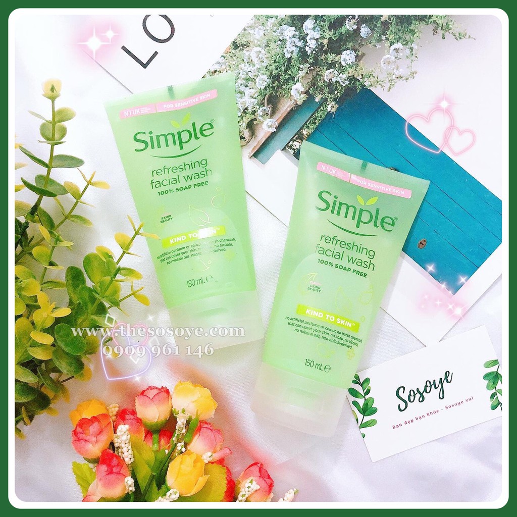 Sữa Rửa Mặt Gel Dịu Nhẹ Simple Refreshing Facial Wash 100% Soap Free 150 ml