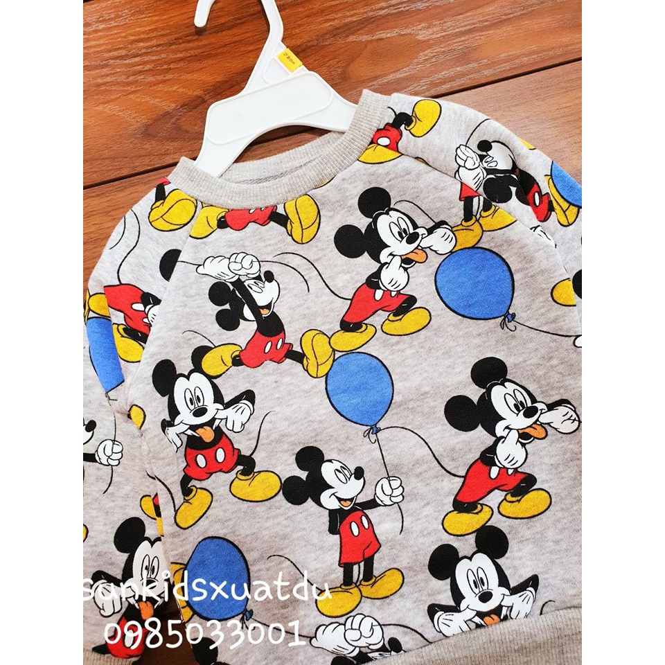 Áo nỉ bông hình Mickey màu xám