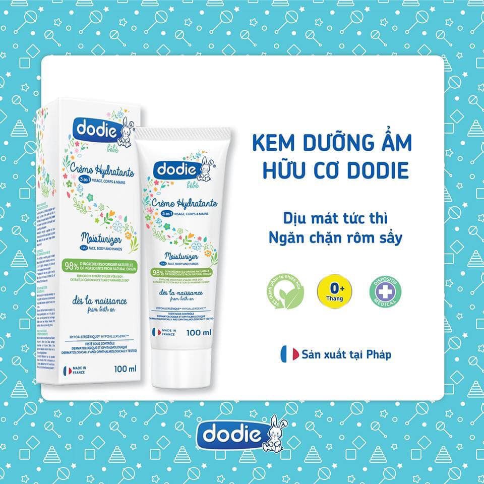 Kem Dưỡng Ẩm Em Bé Làm Dịu Da Bé Dodie Nguyên Liệu Hữu Cơ 3 trong 1 - 100ml HSD T11/2021