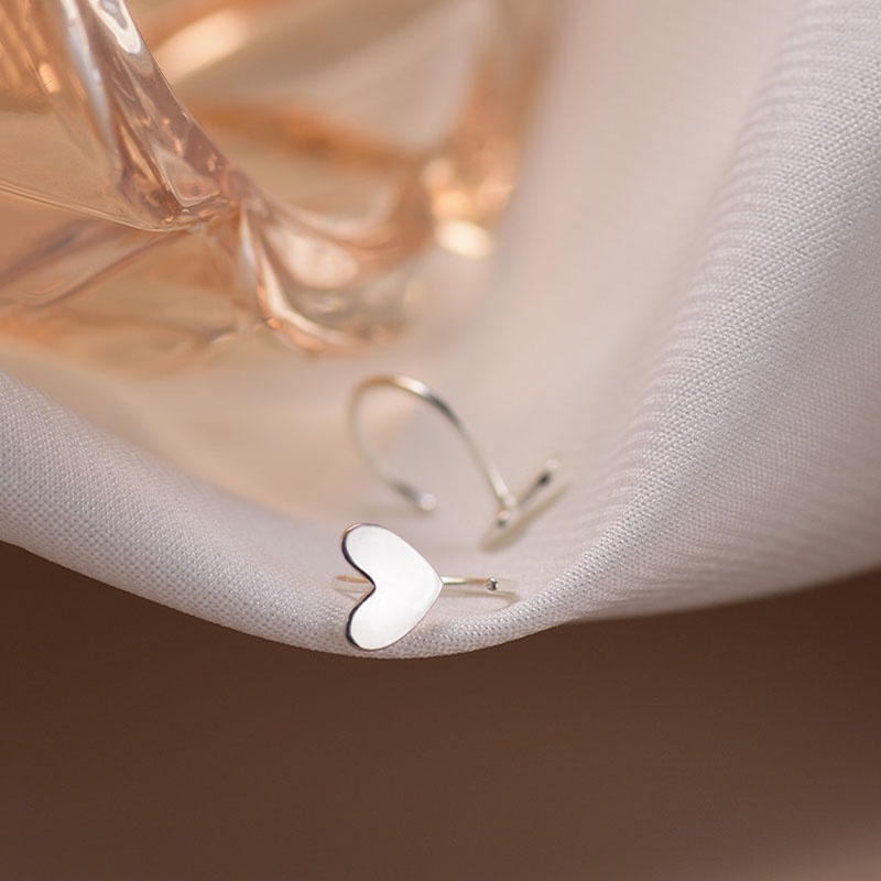 Bông Tai Mạ Bạc Dạng Móc Hình Trái Tim Ốc Vít Thời Trang Cho Nữ