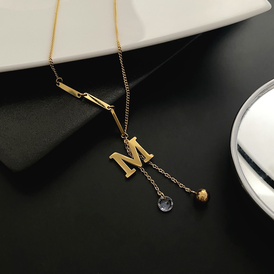 Vòng cổ Thép Titan Mặt Chữ M Thời Trang Cho Nữ
