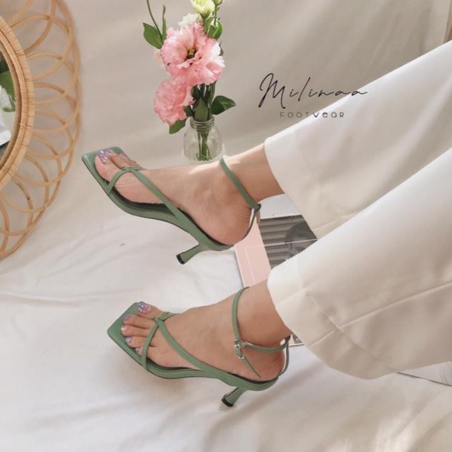 Sandal kẹp xỏ ngón  CAO GÓT NỮ KẸP DÂY MÃNH VÒNG CỔ KHOÁ GÀI  Giày dép xinh Mys