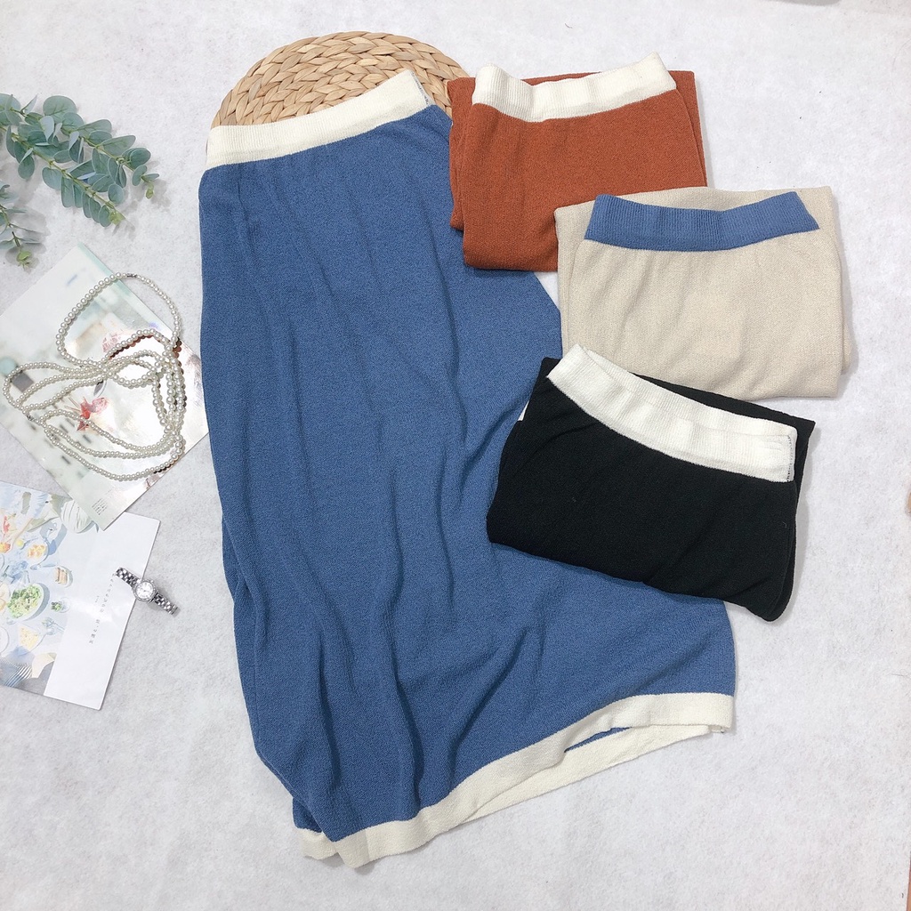 Chân Váy Len Midi Dáng A Váy Dệt Kim Dài Len Mongtoghi Mềm Mịn