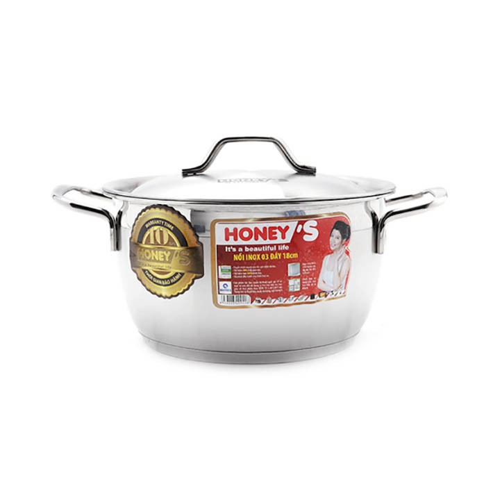 Nồi inox 3 đáy Honey's 24cm HOP02S2401 (Bạc)