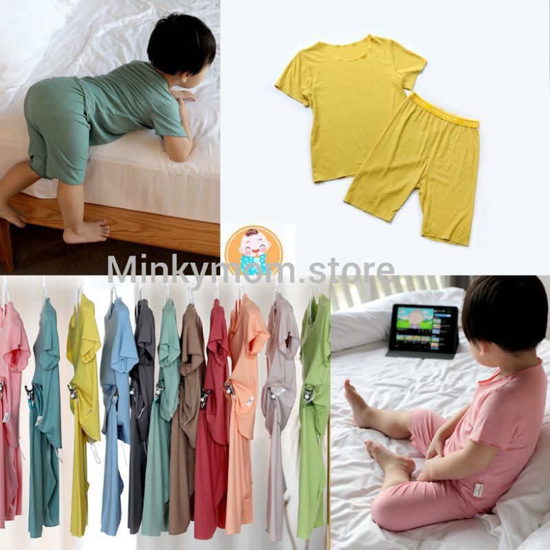 [MINKYMOM QUẢNG CHÂU] Bộ Lửng Thun Gân Minky mom Hàng Chính Hãng